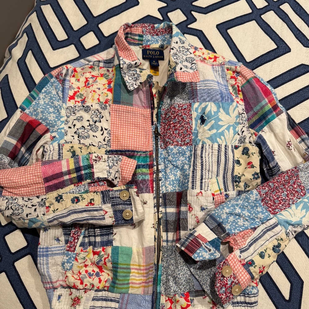 POLO RALPH LAUREN Kids' Patchwork Cotton-linen Jacket In Madras Patchwork